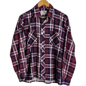 Vintage 80s Fruit of the Loom Buffalo Plaid Flannel Shirt